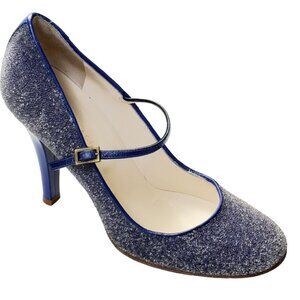 MARC JACOBS Sparkling Blue Mary Jane Patent Leather Stilettos Heels Size 8